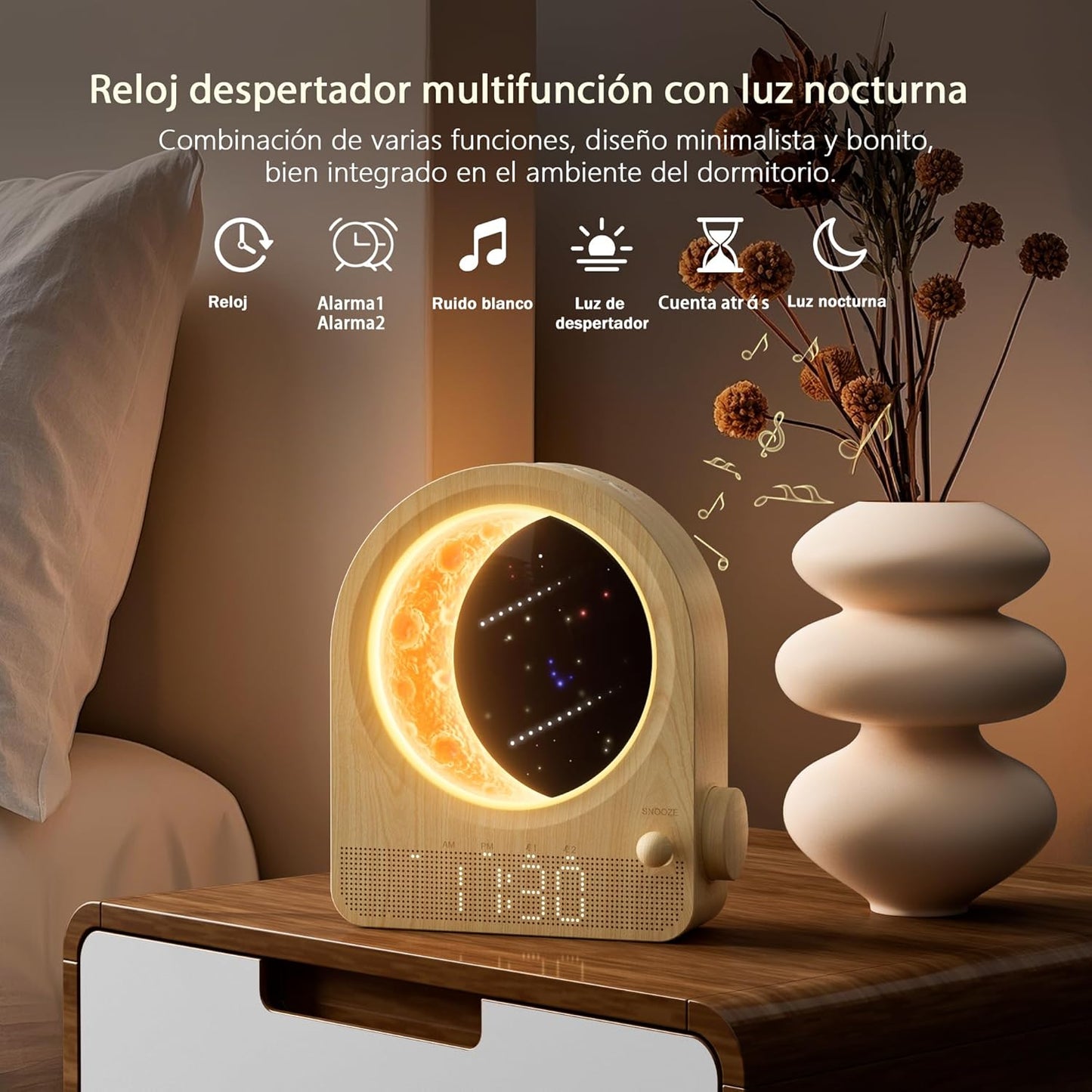 Despertador Luz de Luna & Sonidos Blancos