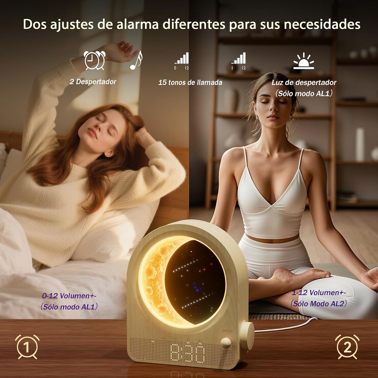 Despertador de Amanecer sonidos blancos