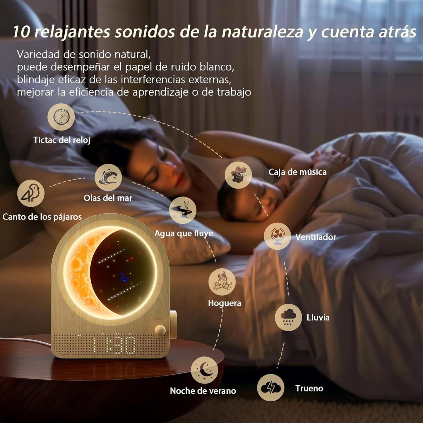 Despertador de Amanecer sonidos blancos